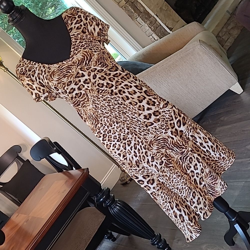 Cheetah Print Flowy Lined Dress